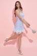 Blue Sequin Homecoming Dress with Feathers E202283033