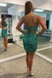 Two Piece Spaghetti Straps Sky Blue Sequins Short Homecoming Dress E202283062