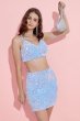 Two Piece Spaghetti Straps Sky Blue Sequins Short Homecoming Dress E202283062