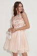 Champagne Halter Homecoming Dress with Embroidery E202283616