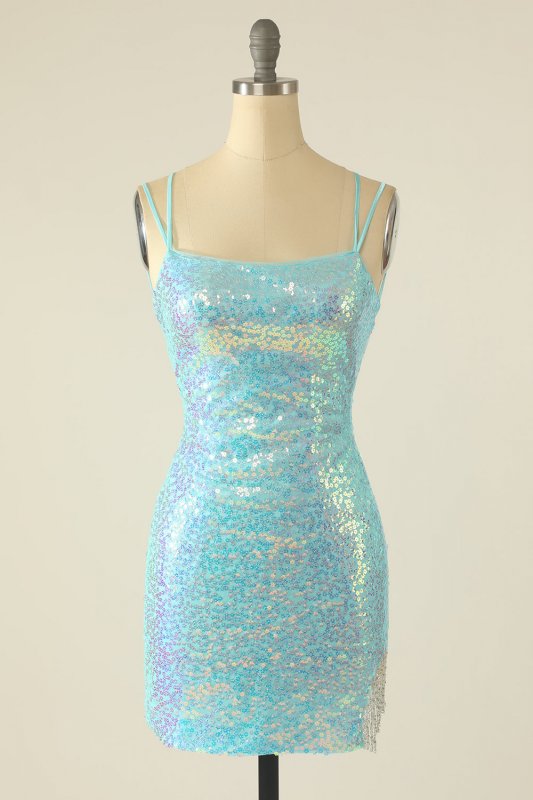 Lavender Sequin Tight Homecoming Dress E202283072