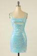 Lavender Sequin Tight Homecoming Dress E202283072