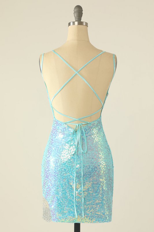 Lavender Sequin Tight Homecoming Dress E202283072