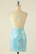Lavender Sequin Tight Homecoming Dress E202283072