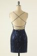 Navy Sequin Homecoming Dress E202283040