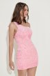 Pink One Shoulder Sequins Tight Homecoming Dress E202283612