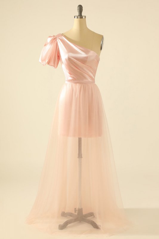 Blush One Shoulder Detachable Homecoming Dress E202283025