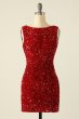Red Sequined Backless Cocktail Dress E202283611