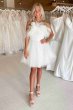 Black Strapless Cocktail Dress with Feathers E202283617