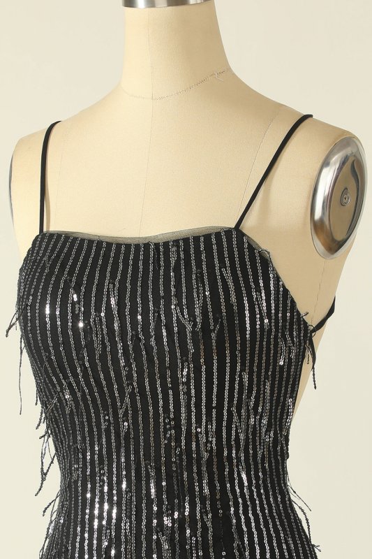 Sheath Spaghetti Straps Pink Sequins Short Homecoming Dress E202283614