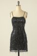 Sheath Spaghetti Straps Pink Sequins Short Homecoming Dress E202283614