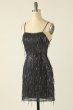 Sheath Spaghetti Straps Pink Sequins Short Homecoming Dress E202283614