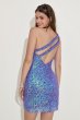 Sheath One Shoulder Dark Purple Sequins Short Homecoming Dress E202283041