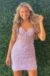 Pink Tight Short Homecoming Dress with Appliques E202283010