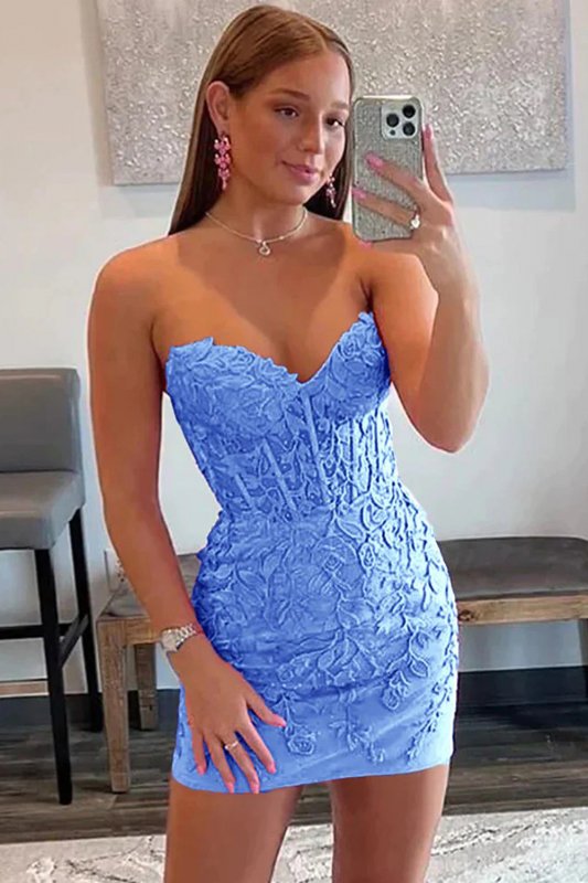 Pink Tight Short Homecoming Dress with Appliques E202283010