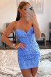 Pink Tight Short Homecoming Dress with Appliques E202283010