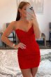 Pink Tight Short Homecoming Dress with Appliques E202283010