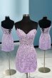 Pink Tight Short Homecoming Dress with Appliques E202283010