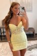 Pink Tight Short Homecoming Dress with Appliques E202283010