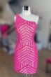 Fuchsia One Shoulder Sequins Tight Short Homecoming Dress E202283028