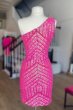 Fuchsia One Shoulder Sequins Tight Short Homecoming Dress E202283028