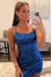 Royal Blue Tight Sequins Backless Homecoming Dress E202283037