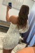 Orange Beaded Sequins One Shoulder Tight Homecoming Dress E202283027