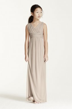 Long Sleeveless Mesh Dress with Ruched Waist JB5728