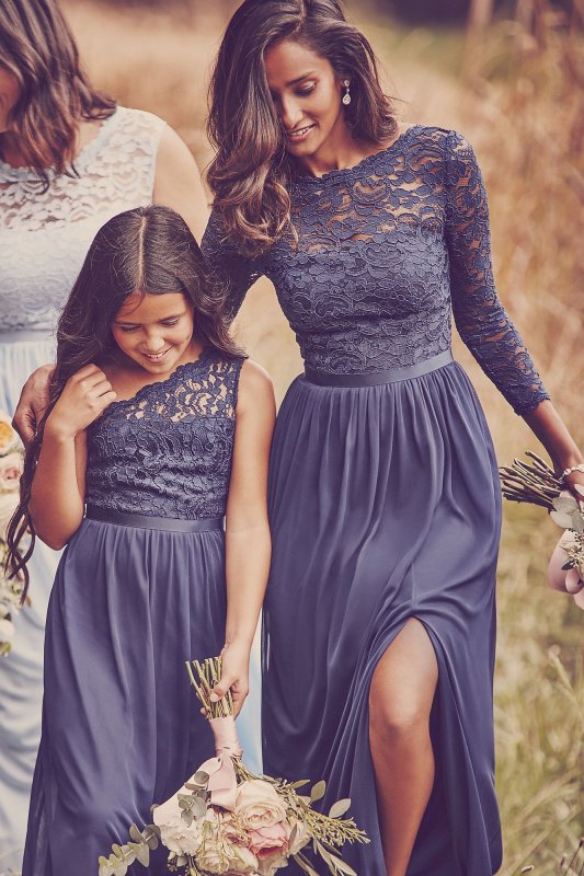 One Shoulder Long Lace Bodice Dress JB9014