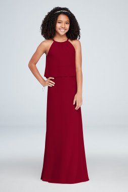 Flounced Crinkle Chiffon Junior Bridesmaid Dress JB9879