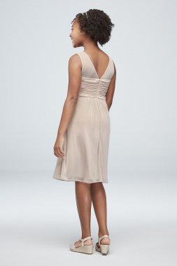 Ruched Illusion Neck Short Junior Bridesmaid Dress JB9885