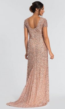 Long Rose Gold Sequin MOB Dress AP-091874600-RG