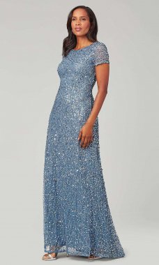 Short-Sleeve Sequin Long MOB Dress by AP-091874600