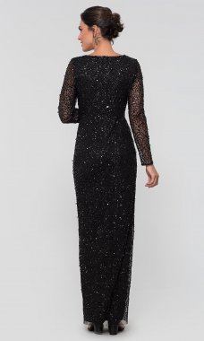 Black Sequin Long-Sleeve MOB Dress AP-AP1E204882-B