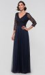Long Three-Quarter-Sleeve Midnight Blue MOB Dress AP-AP1E205305-M