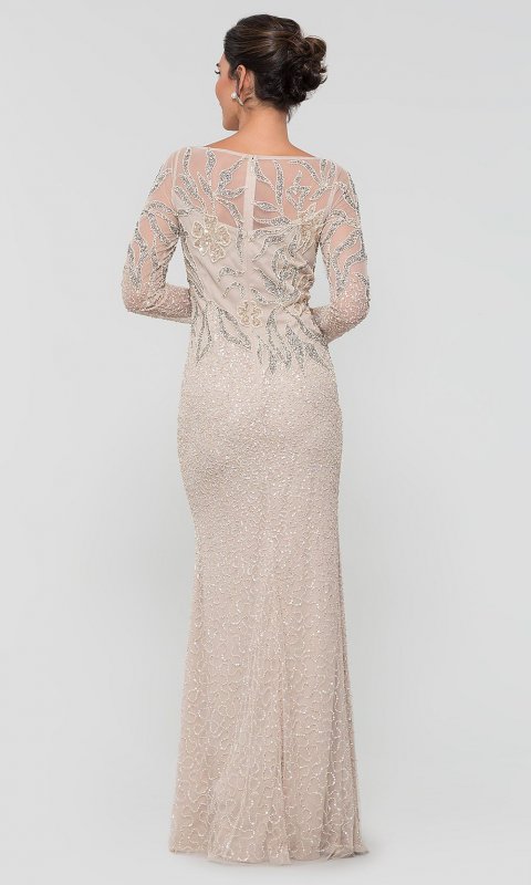 Long-Sleeve Beaded Long MOB Dress AP-AP1E205390-B