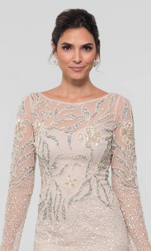 Long-Sleeve Beaded Long MOB Dress AP-AP1E205390-B