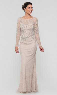 Long-Sleeve Beaded Long MOB Dress AP-AP1E205390-B