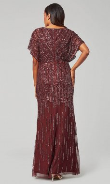 Beaded and Sequined Long Red MOB Dress AP-AP1E206494-DB