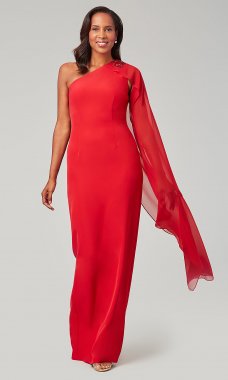 Long Red One-Shoulder MOB Dress AP-AP1E206603