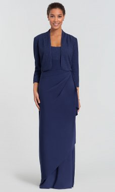 Navy Blue MOB Dress with Bolero by AX-125843