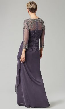 Empire-Waist Long MOB Dress with Beaded Sleeves AX-8132927