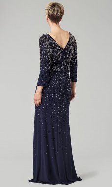 Mother-of-the-Bride Long Beaded 3/4-Sleeve Dress AX-81351474