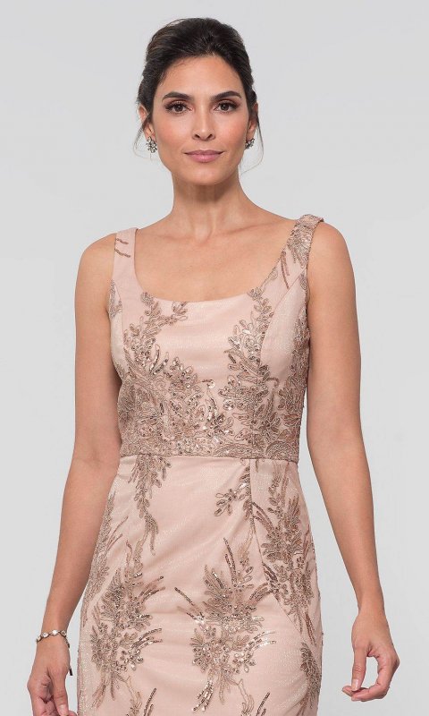 Sequined Long Sleeveless MOB Dress with Chiffon Cape IT-7120171