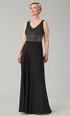 Mother-of-the-Bride Black Long Dress with Jacket JKA-4308