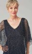 Long Formal Navy MOB Dress with Beaded Capelet JKA-4952