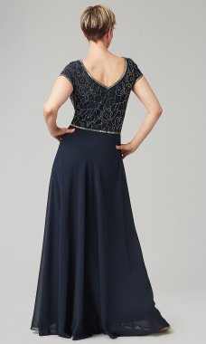Short-Sleeve Long Formal Mother-of-the-Bride Dress JKA-5068