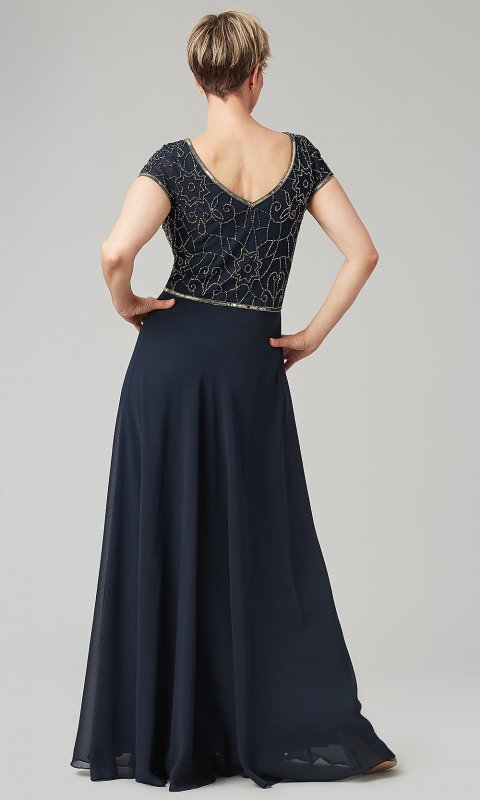Short-Sleeve Long Formal Mother-of-the-Bride Dress JKA-5068