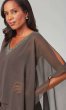 Beaded-Trim Short Mother-of-the-Bride Dress with Cape JKA-5090
