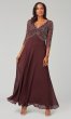 Long Beaded-Bodice Chiffon MOB Dress with Sleeves JKA-5206